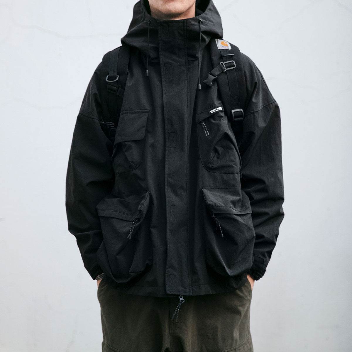 Hooded Jacket Men's Loose Three-dimensional Pocket Functional Windproof Jacket Casual Clothing - Velora