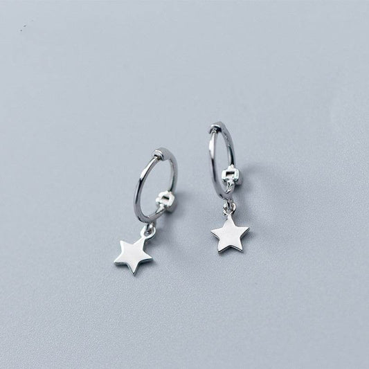 S925 Silver Five-pointed Star Sweet Short XINGX Ear Ring - Velora