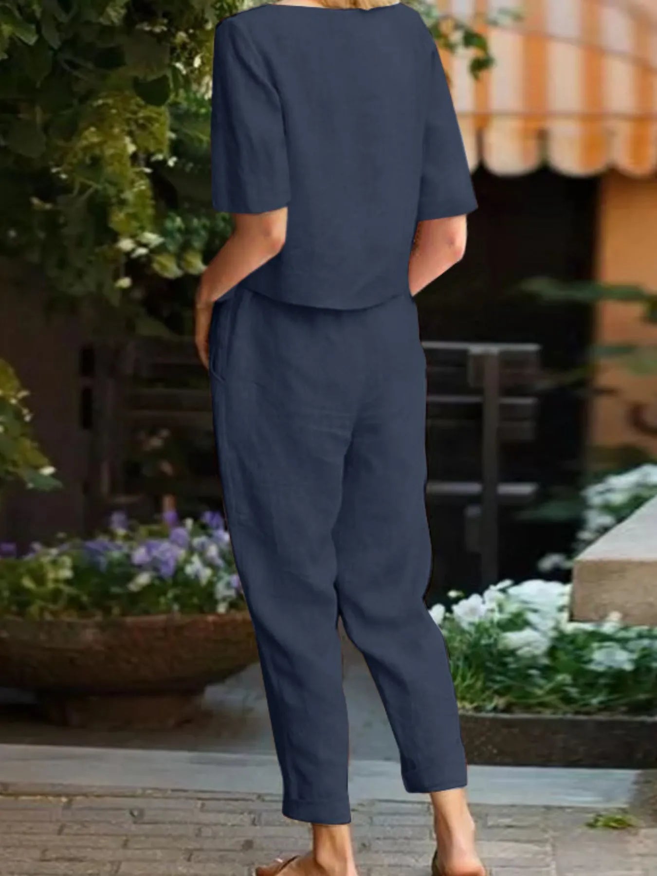 Full Size Round Neck Short Sleeve Top and Pants Set Plus Size - Velora