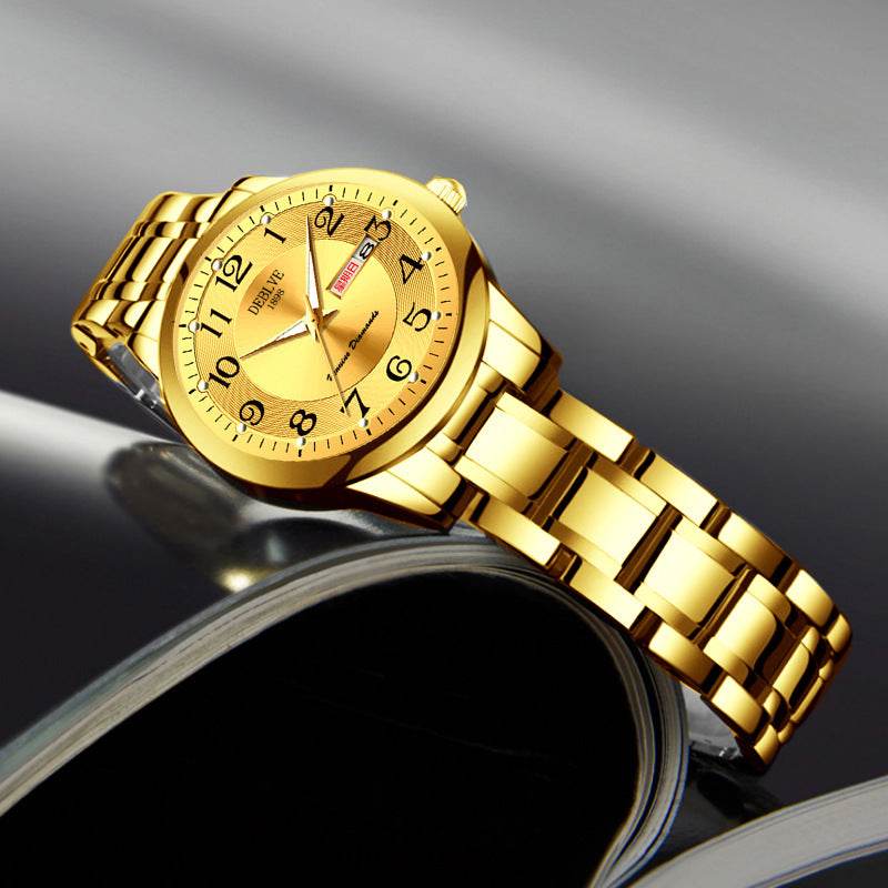 Ultra-thin Steel Strap Double Calendar Luminous Watrproof Watch - Velora