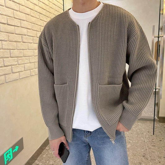 Men Zip Up Knitted Cardigan Lined Funnel Neck Jumper Sweater Pockets Coat All Seasons Comfortable Soft Long Sleeve - Velora