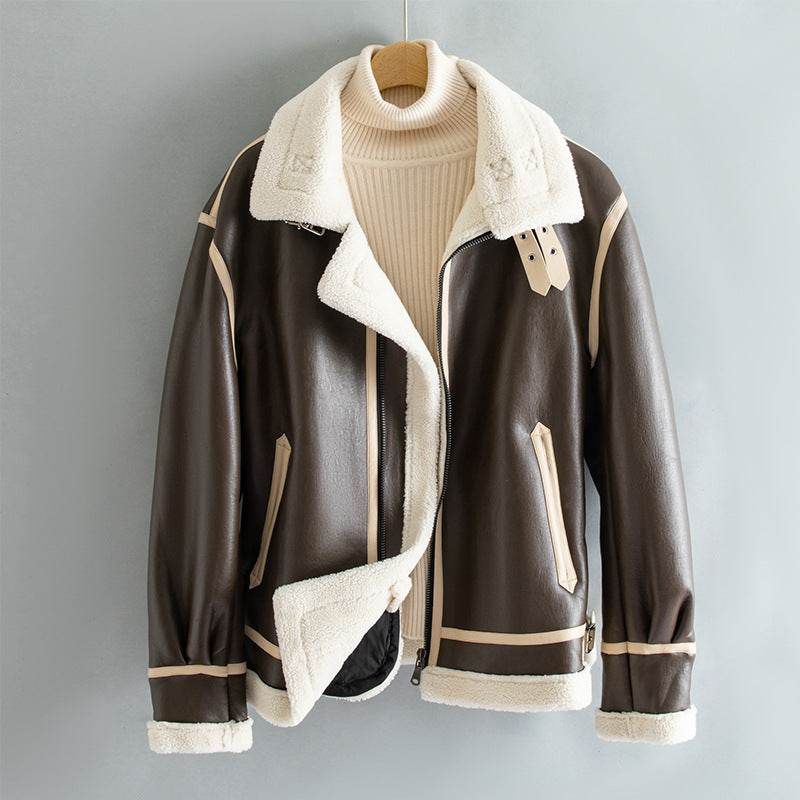 Fleece-lined Thickened Lapel Jacket - Velora