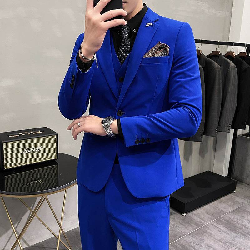 Men's Three-piece Suit Korean Style One Button - Velora