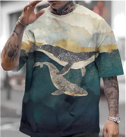 3D Printed Ukiyo-e T-shirt Men's Round Neck Short Sleeve - Velora