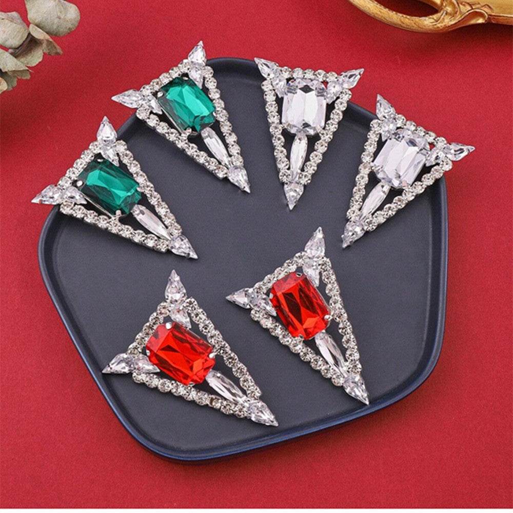 Multi-colored Exaggerated Rhinestones Triangle Jewel Earrings - Velora