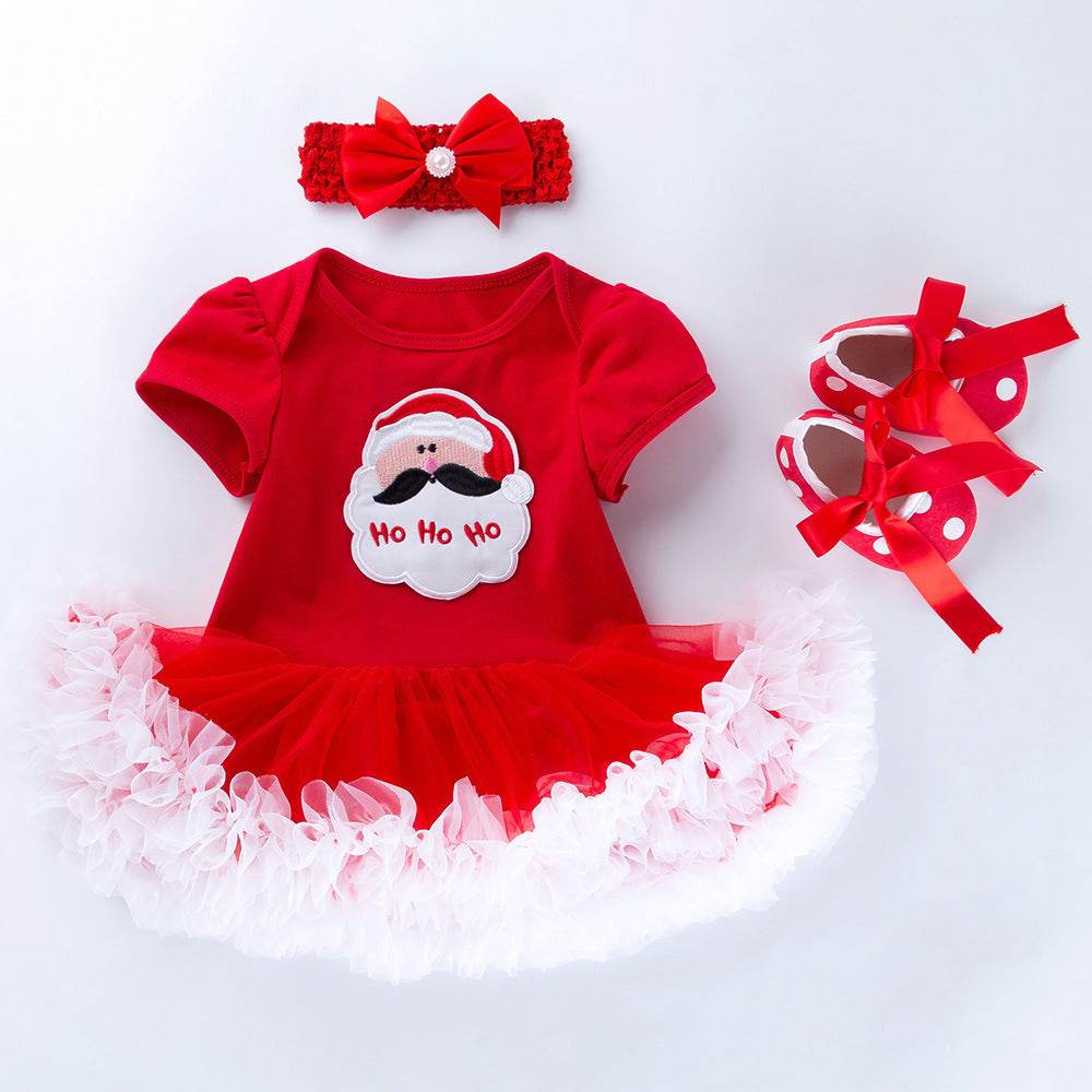 Baby Short Sleeve Cartoon Romper Mesh Dress - Velora