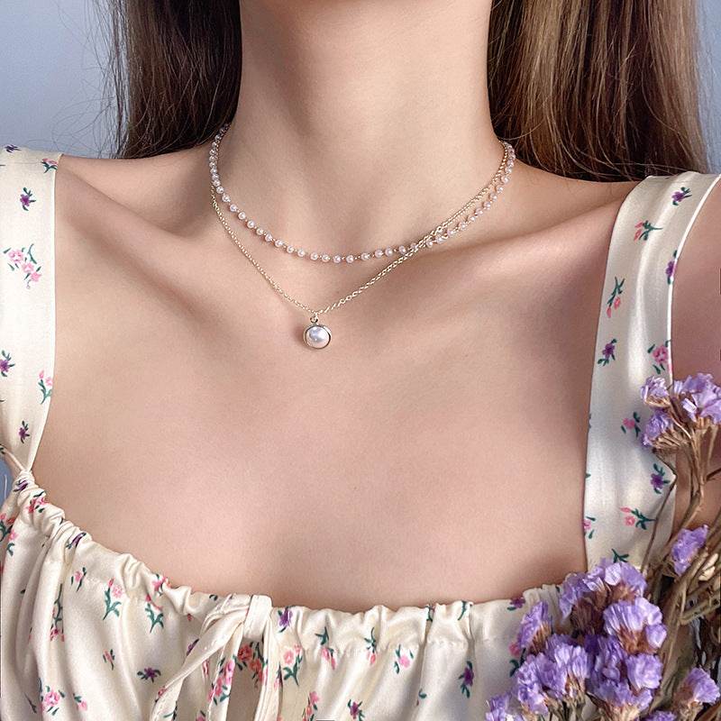 Summer Double-layer Pearls Necklace INS Fashion Clavicle Chain Necklace Jewelry For Beach - Velora