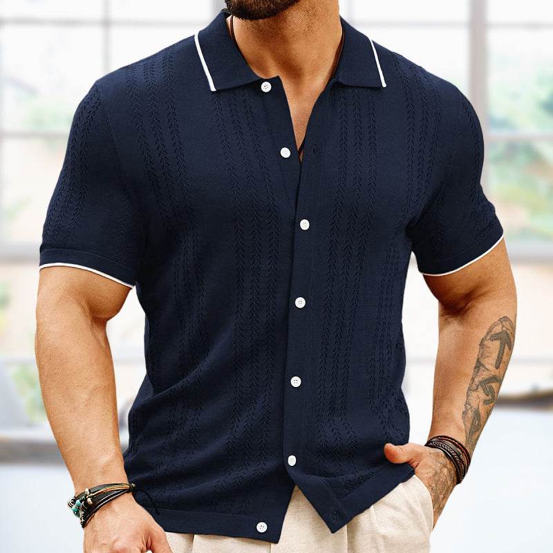 Short-sleeved Polo Shirt Summer Button Lapel Top Fashion Business Men's Clothing - Velora
