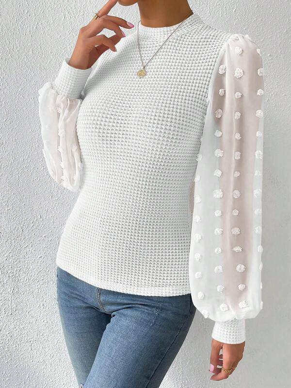 Women's Knitwear Round Neck Stitching Long Sleeve - Velora