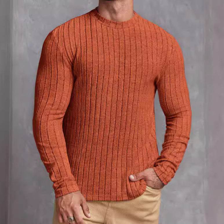 Casual Solid Color Round Neck Pullover Long-sleeved T-shirt - Velora