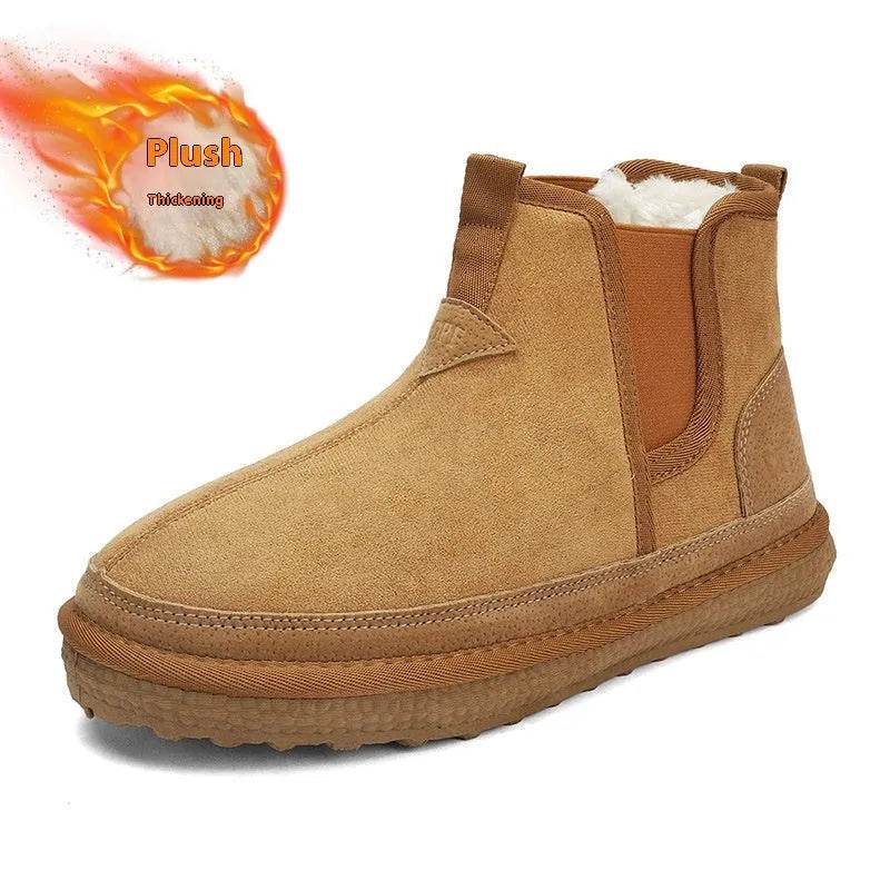 Winter Fleece Snow Boots Round-toed Flat Shoes Casual Warm Sports Shoes Men Ankle Boot - Velora