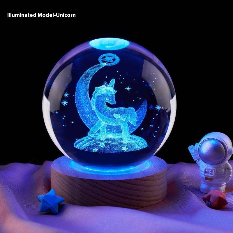 Moon Small Night Lamp Decoration Creative Crystal Ball - Velora