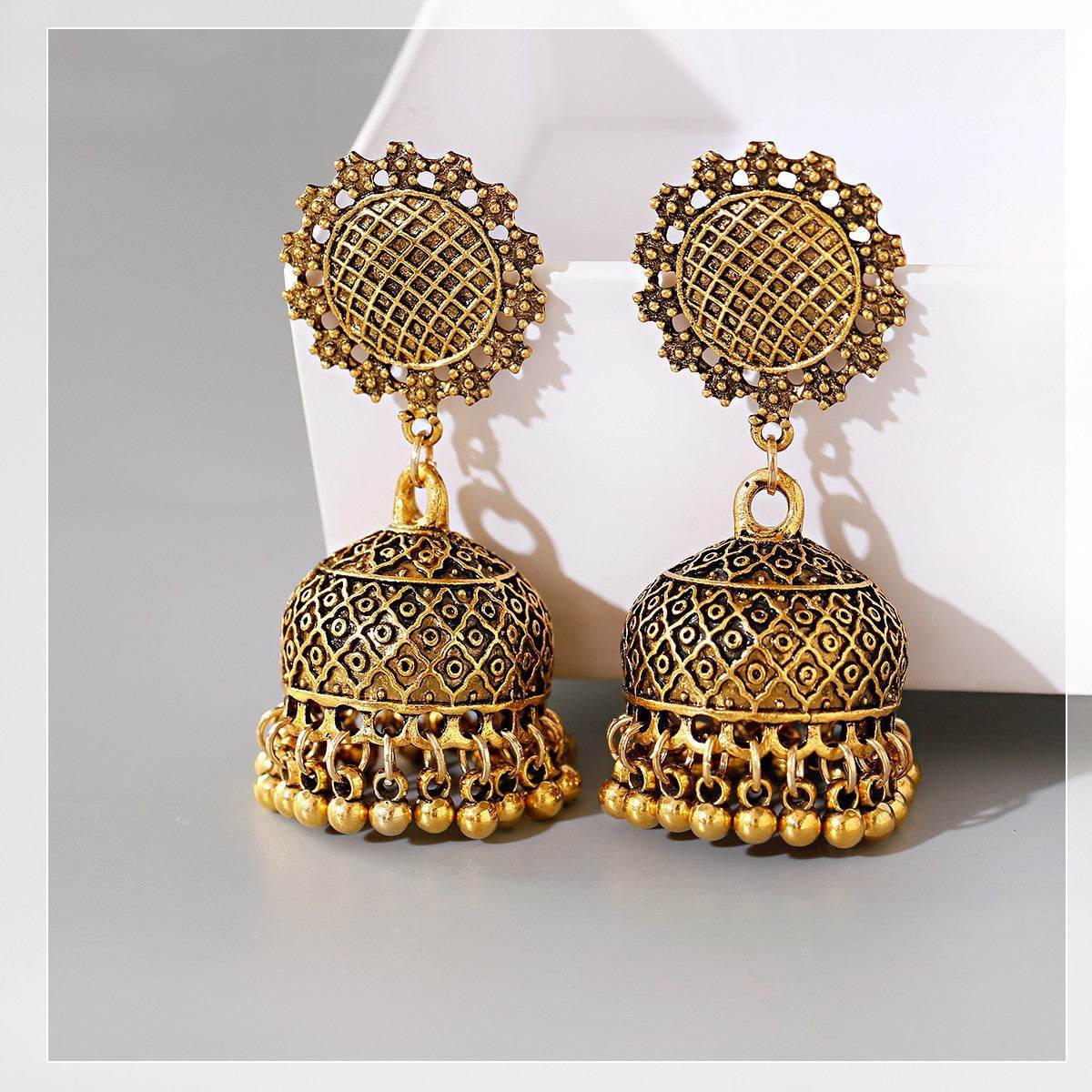 Bohemian Water Drop Ear Studs Buddha Light India Thailand Alloy Round Ring Earrings - Velora