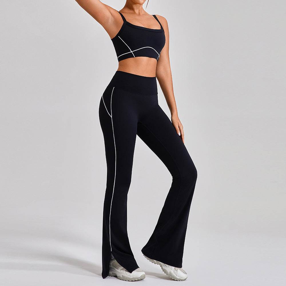 Outdoor Sports Yoga Suits Women's Spaghetti Strap Contrast Color Fitness Set Outfits - Velora