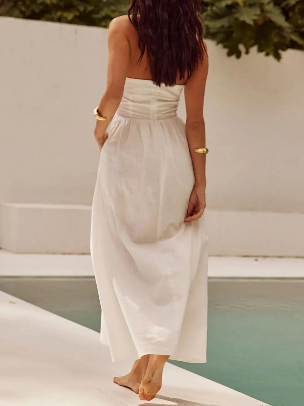 Halter Neck Maxi Dress with Pockets - Velora