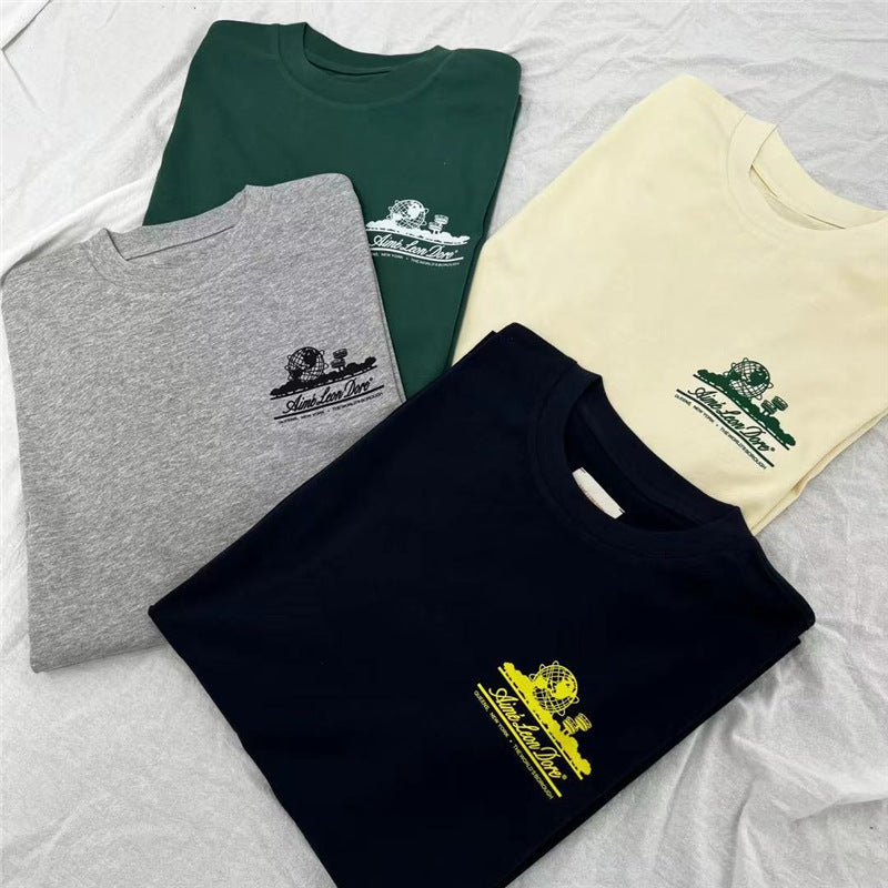 Classic letter-printed landmark building round-neck loose couple short-sleeved T-shirt trend Hypersku