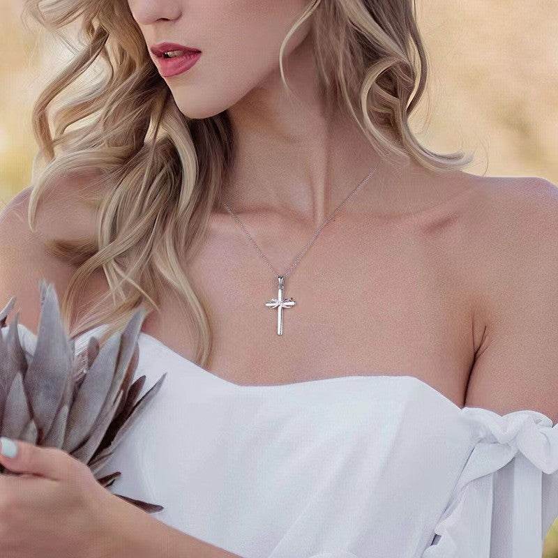 Cross With Infinity Sign Pendant Necklace For Women Simple Stylish Gold Color Neck Accessories Temperament Lady Jewelry Fashion Jewelry Valentine's Day Gifts - Velora