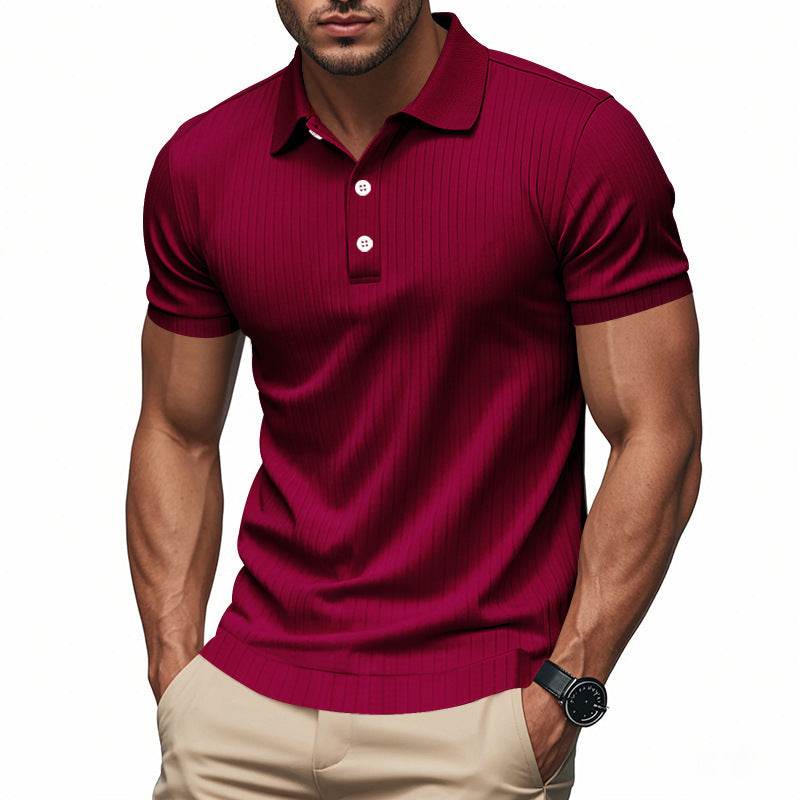 Sunken Stripe Quick-drying Ice Silk Short Sleeve - Velora