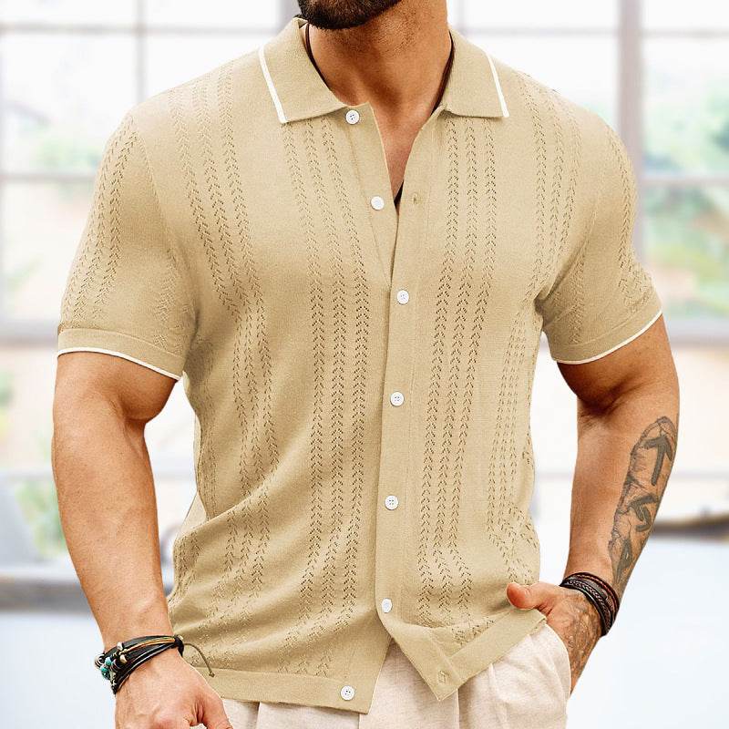 Short-sleeved Polo Shirt Summer Button Lapel Top Fashion Business Men's Clothing - Velora