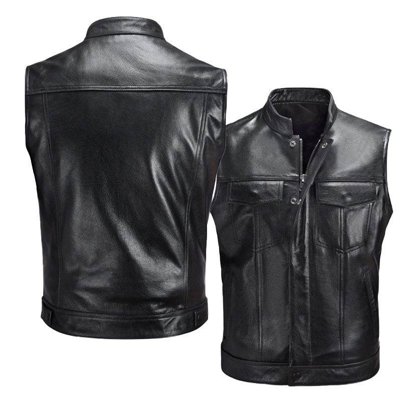 Vest Vest Button Motorcycle Motor Bike Casual Leather Waistcoat Plus Size - Velora
