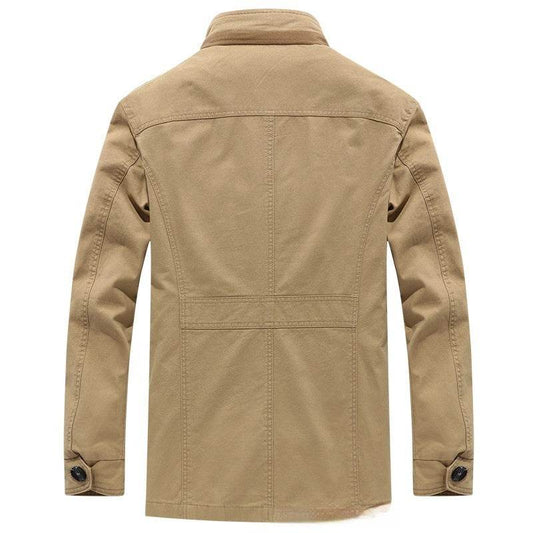 Washed Jacket Men's Cotton Plus Size Mid-length Trench Coat Coat Stand Collar - Velora