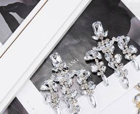 Luxury Sparkling Rhinestone Water Drop Tassel Stud Earrings - Velora