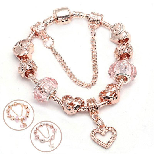 Fashion Love Geometric Rose Gold Bracelet Women's Jewelry - Velora