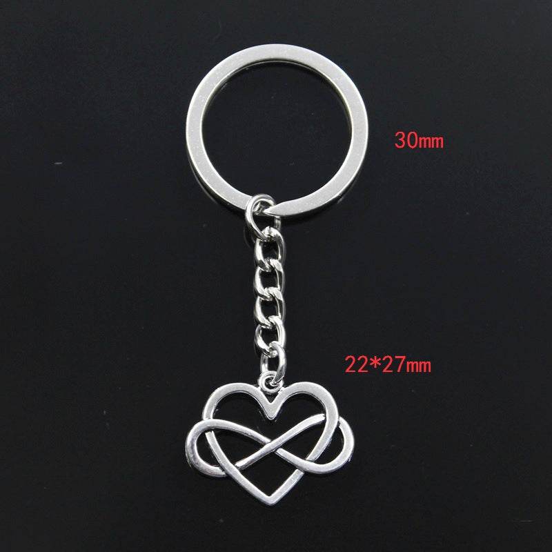 Men's And Women's Fashion Hollowed Heart Shape Eight-character Winding Keychain - Velora