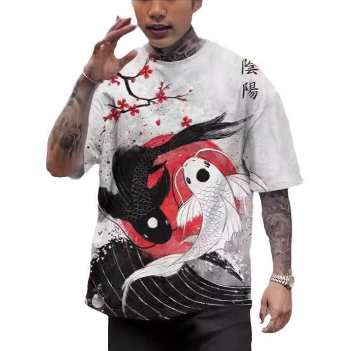 3D Printed Ukiyo-e T-shirt Men's Round Neck Short Sleeve - Velora