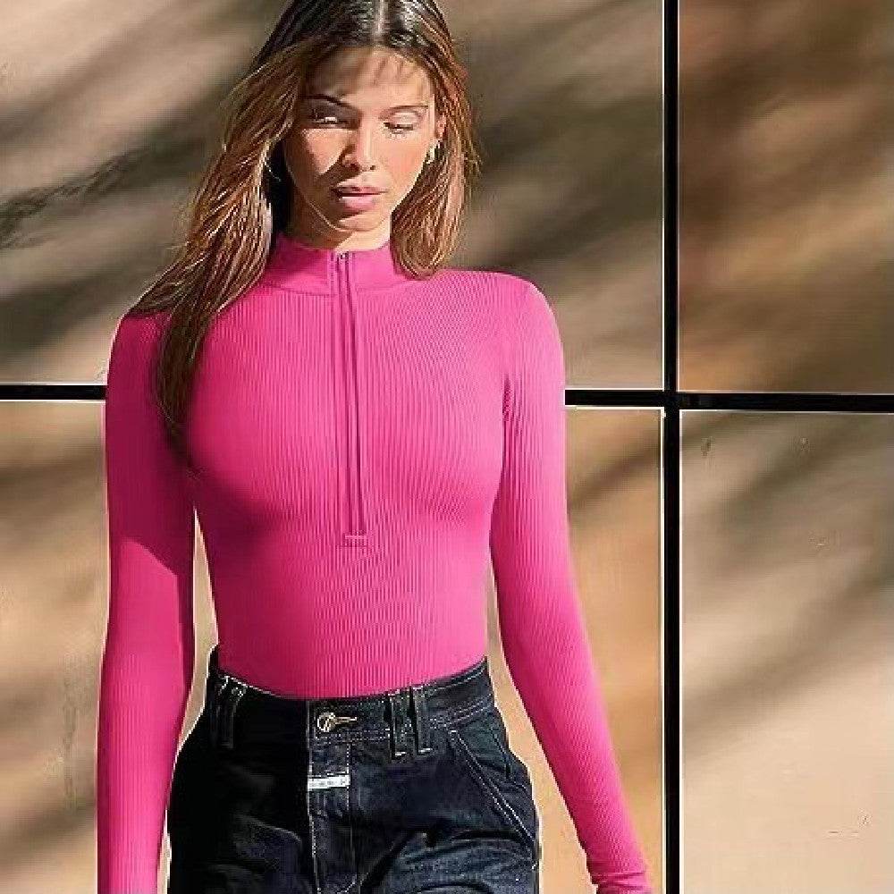 Fashion Long Sleeve Zipper Jumpsuit Seamless Slimming Shapewear For Women Romper - Velora