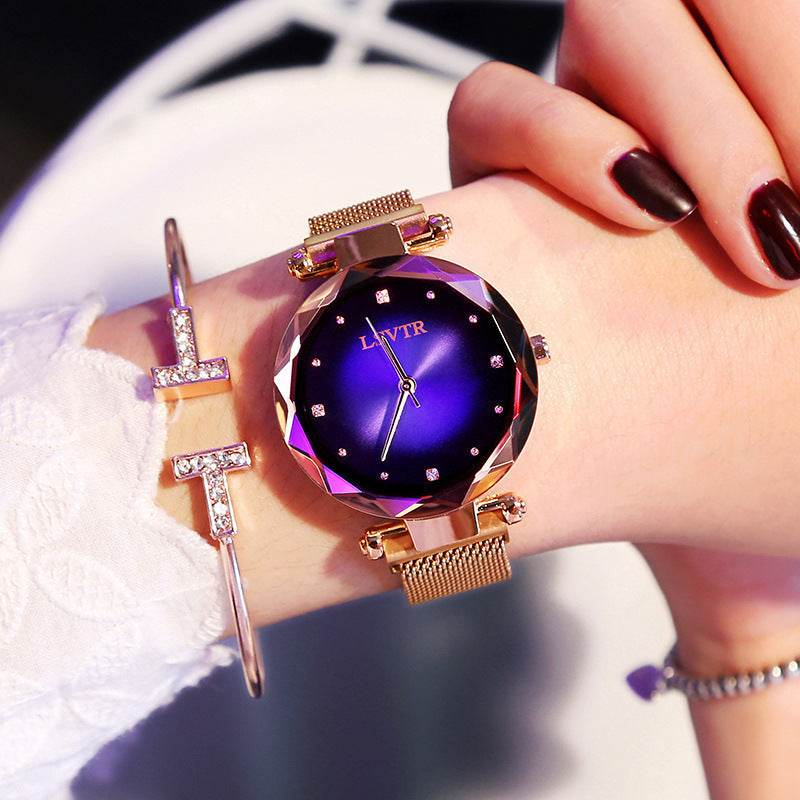 Women's Starry Quartz Lazy Magnet Strap Iron-absorbing Watch - Velora