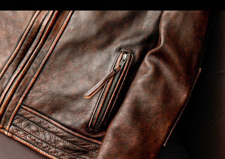 Motorcycle Short Stone Grinding Worn Coat - Velora
