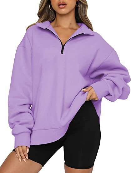 Women Sweatshirts Zip Turndown Collar Loose Casual Tops Clothes - Velora