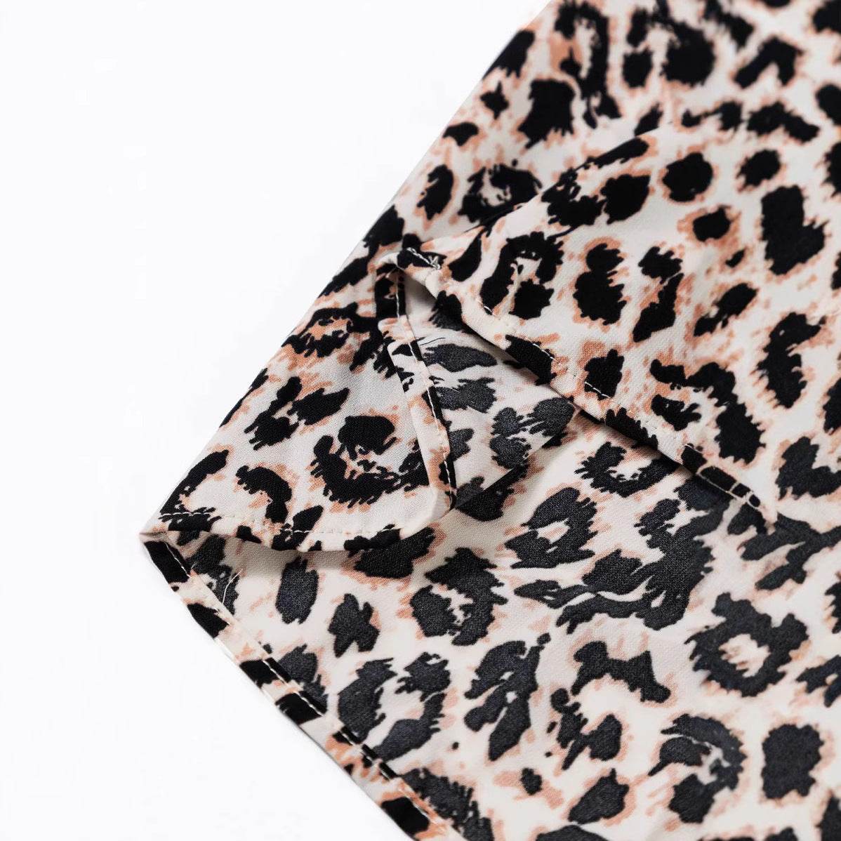 European And American Leopard Print Long Women's Clothing Printed Fashion Loose V-neck Buttons Dress - Velora