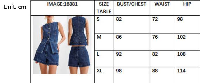 Denim Fashion Casual Sleeveless Women's Suit - Velora