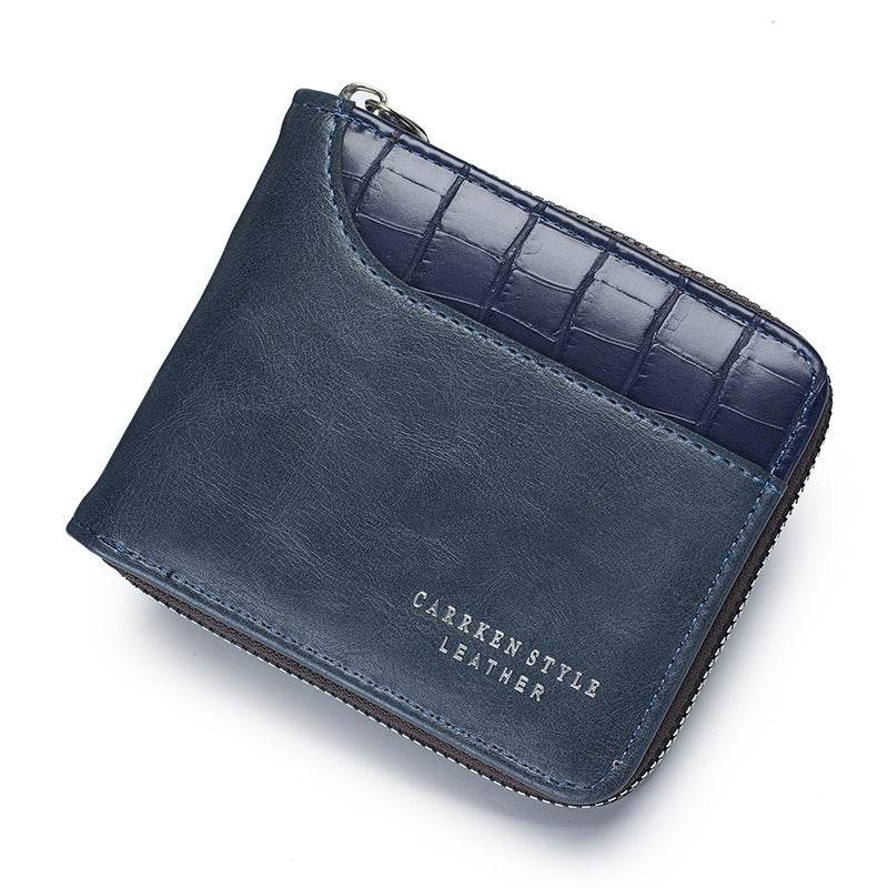 Men's Short Wallet Stitching Stone Pattern Large Capacity Tri-fold Bag - Velora
