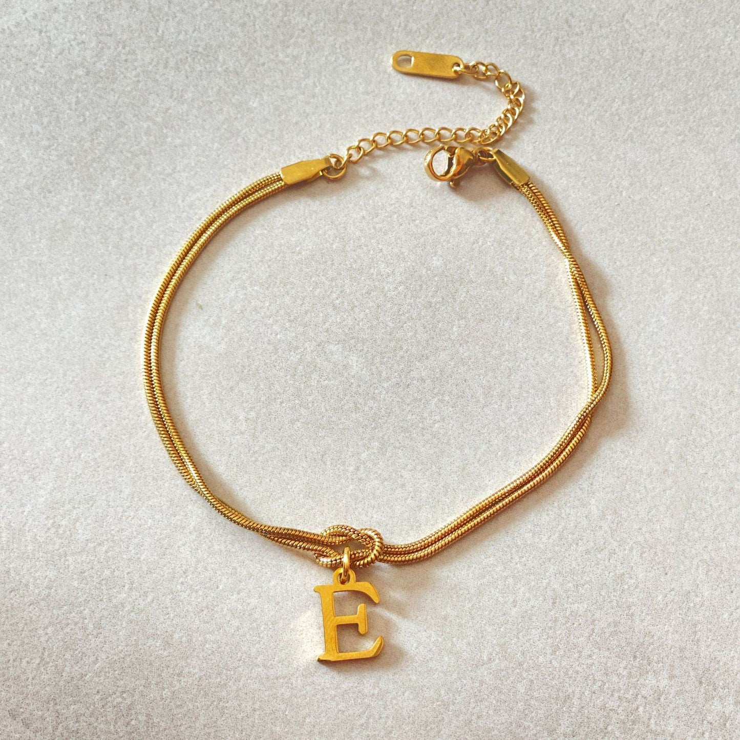 New Letter A-Z Love Knot Bracelets For Women Couple Gold Color Dainty Snake Chain Charm Bracelet Stainless Steel Jewelry Gift Valentine's Day Gifts - Velora