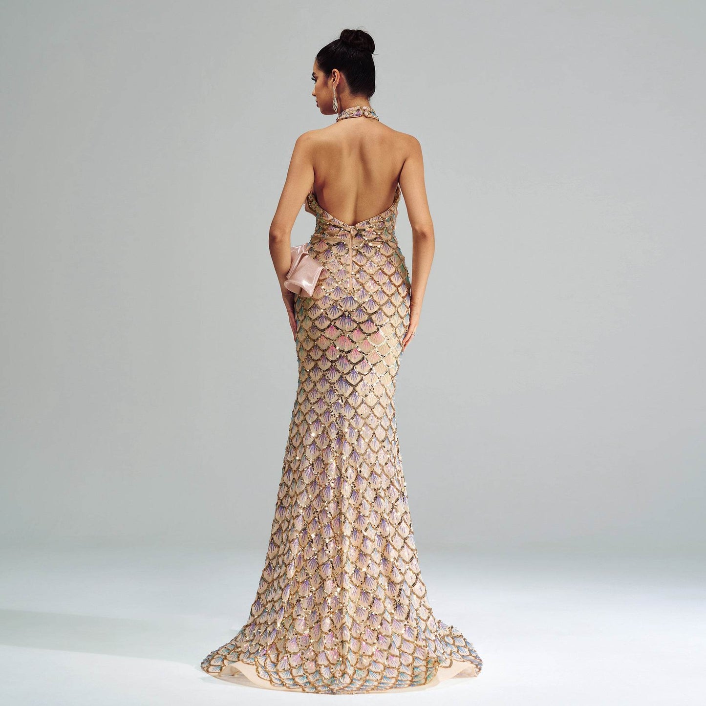 Halter Sequined Mermaid Evening Dress - Velora
