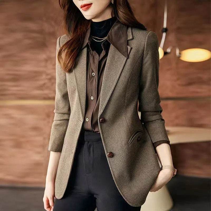 Fashion Personality Woolen Business Formal Blazer jacket Women - Velora