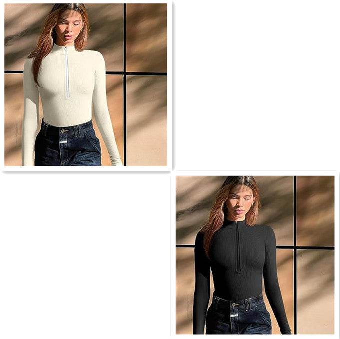 Fashion Long Sleeve Zipper Jumpsuit Seamless Slimming Shapewear For Women Romper - Velora