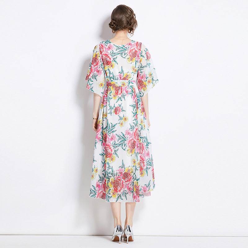 Gentle Elegant Tencel Elegant Drape Printing Dress - Velora