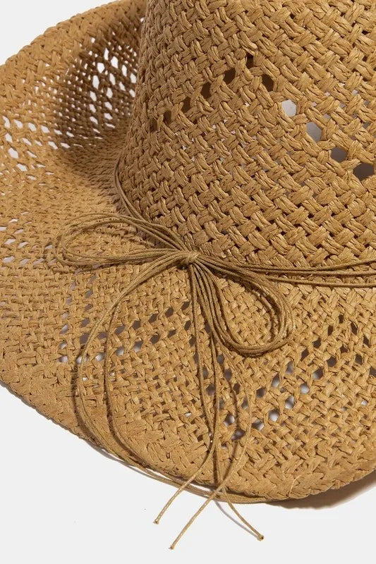 Fame Mixed Beaded Strap Western Fedora Straw Hat - Velora