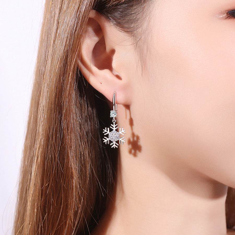 Temperament Snowflake Earrings With Rhinestones Fashion Personalized Christmas Earrings For Women Jewelry - Velora