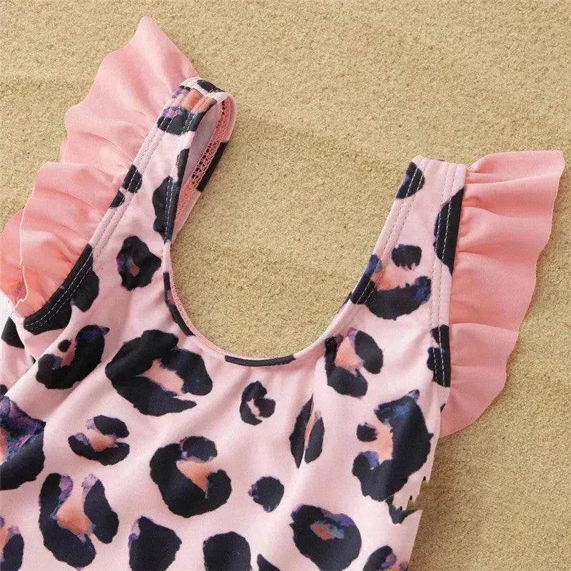 Fashion Simple Pink Leopard Print Parent-child Swimsuit - Velora
