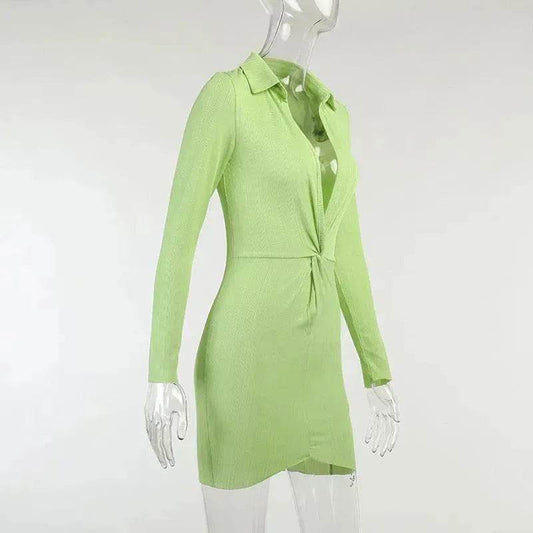 Fashionable Charming New L-neck Twisted Charming Tight-fitting Dress