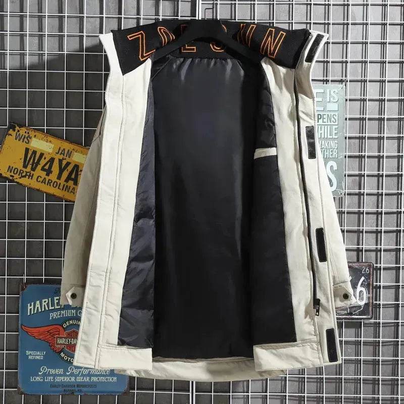 Fall Winter Mid length Work Down jacket men