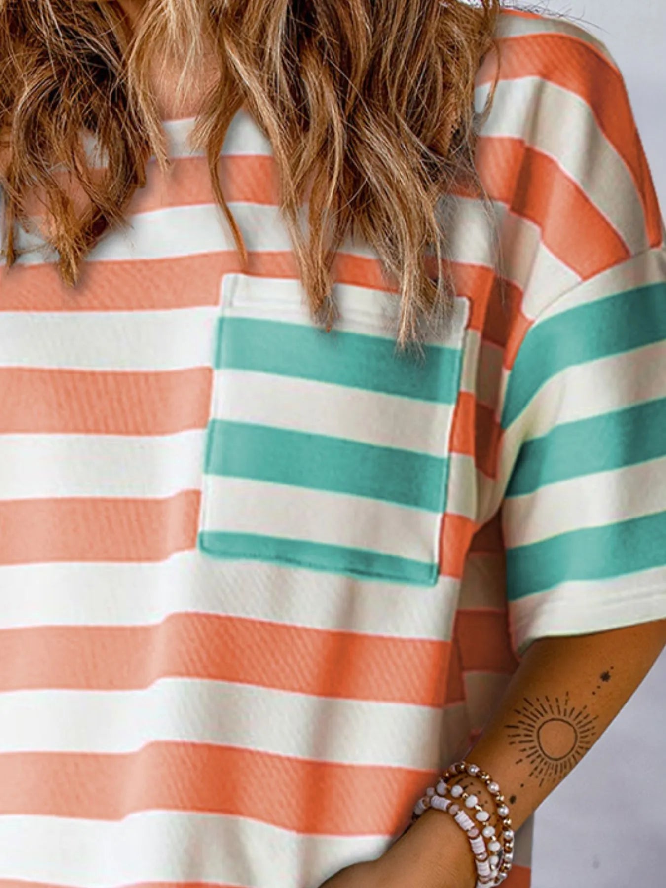 Striped Oversized Short Sleeve T-Shirt - Velora