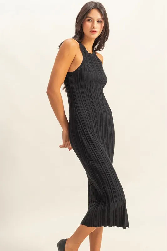 HYFVE Round Neck Bodycon Ribbed Knit Dress - Velora