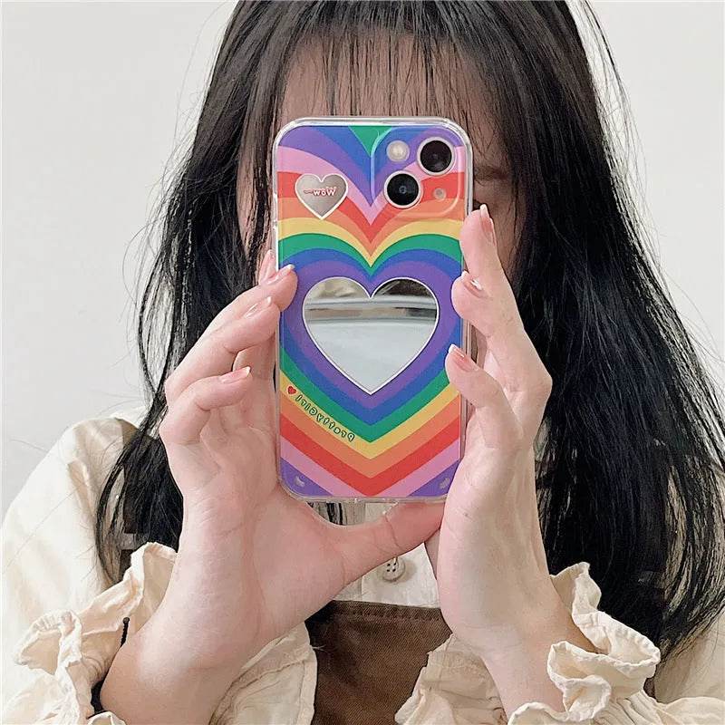 Rainbow Love Mirror Silicone Phone Case - Velora