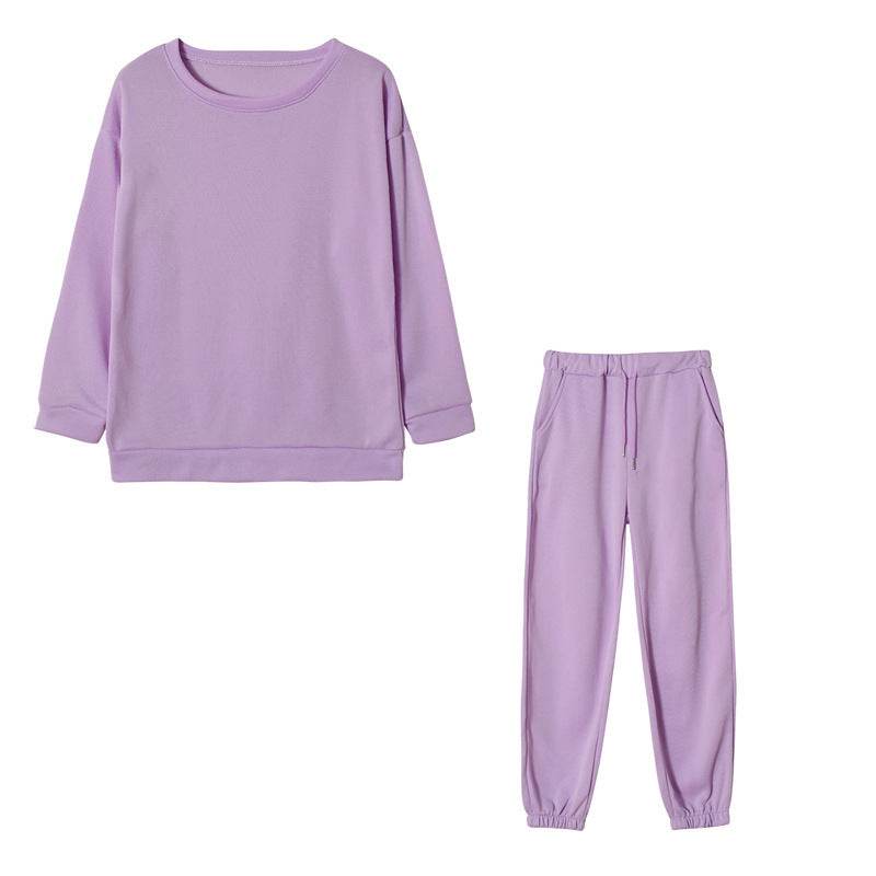 2pcs Ladies Athleisure wear Long sleeve Round neck Sweatsuit set - Velora